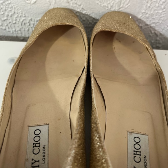 Jimmy Choo - Gold Sparkly Flats - Picture 6 of 7